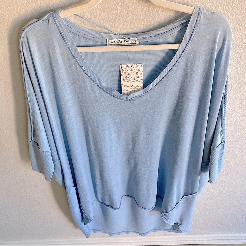 Free People Catch the Waves Oversized Slouchy Tee Tunic Top NEW